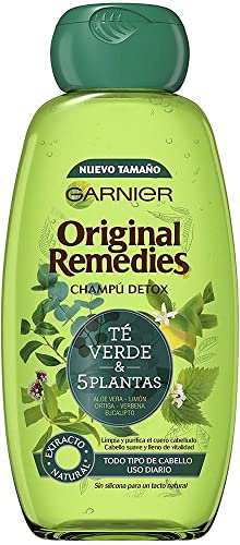 Garnier Original Remedies - Champú con Té Verde y 5 Plantas para Pelo Normal y Uso Diario - 300 ml