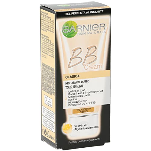 Garnier SkinActive, BB Cream Clásica Perfeccionador Prodigioso, Pieles Normales, Tono Medio, SPF15, con Vitamina C, Hidrata, Unifica, Corrige Imperfecciones, 50ml