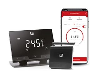 Garza Smart - Termostato Inalámbrico Wifi Inteligente para caldera y calefacción, programable, pantalla táctil, Wifi 2.4GHz, control remoto por app y por voz Alexa/Google, Color Negro, Talla Única