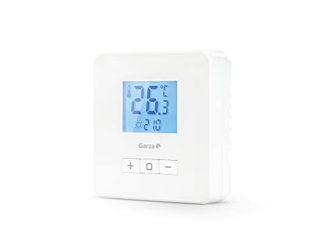 Garza - Termostato analógico con pantalla digital para caldera y calefacción, 2 hilos, regulación manual, blanco