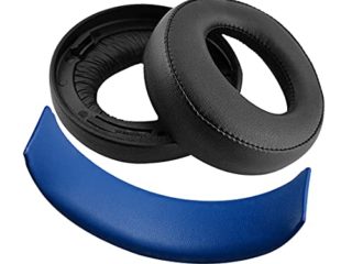 Geekria Earpad + Headband Compatible con Sony Playstation Gold Wireless/S4/PS3/PSV Auriculares Reemplazo de Almohadillas/Piezas de reparación de la Cubierta del Auricular (Black/Blue)
