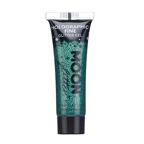 Gel Brillante Holográfico para la Cara y el Cuerpo por Moon Glitter - 12ml - Verde - Pintura Facial Brillante