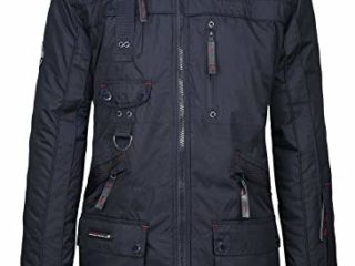 Geographical Norway Chirac Parka de invierno para hombre, capucha de piel extraíble azul oscuro XL