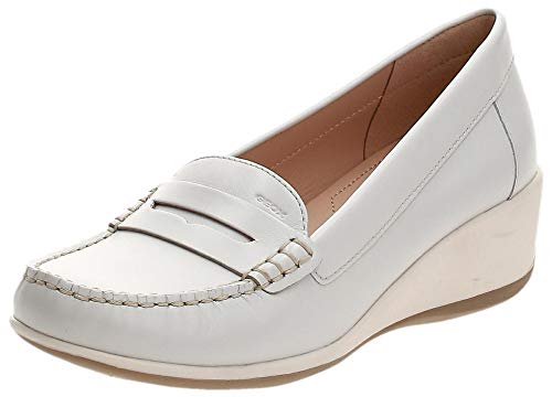Geox D ARETHEA B Mocasines Mujer, Marfil (Off White C1002), 39.5 EU