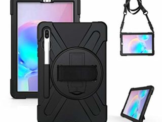 Gerutek Funda Anticaída para Samsung Galaxy Tab S4 10.5" (SM-T830/SM-T835), Carcasa Rugosa con Soporte Rotación, Correa de Mano/Hombro, Funda Antichoque para Samsung Galaxy Tab S4 Tablet 10.5", Negro