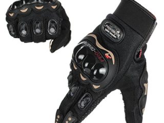 GES Men Outdoor Motorbike Waterproof Gloves Motocicleta Full Finger Touch Screen Racing Motocross Guantes (M, Negro)