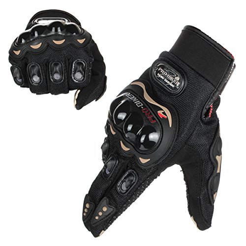 GES Men Outdoor Motorbike Waterproof Gloves Motocicleta Full Finger Touch Screen Racing Motocross Guantes (M, Negro)