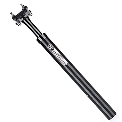 GEWAGE Tija de sillín de suspensión para bicicletas - 27.2/30.9/31.6 x 400 mm Tijas de sillín de bicicleta de absorción de choque - Poste de asiento ligero de aleación de aluminio(negro, 27.2)
