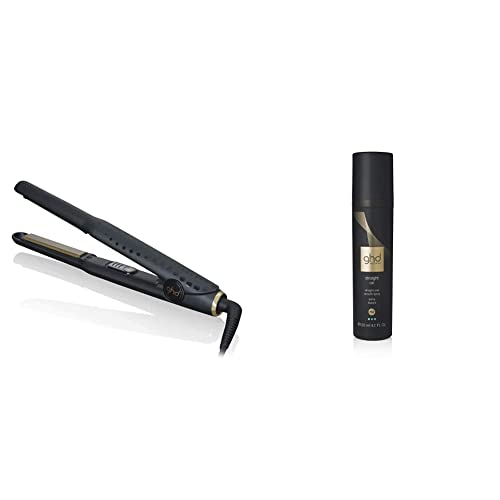 ghd Mini Styler + Straight On -  Plancha de pelo profesional con placas de 12,7mm de ancho y spray de alisado