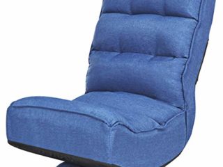 Giantex Silla de suelo giratoria 360°, sillón acolchado plegable, sofá de suelo con respaldo ajustable de 5 niveles, sillón de meditación de hasta 120 kg (azul)