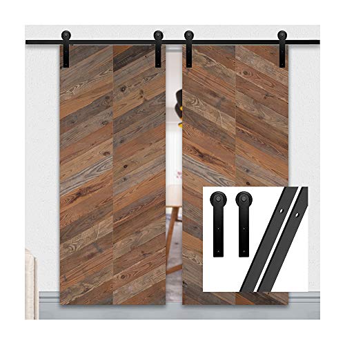 GIFSIN 8.2FT/250cm Kit de Puerta de Granero Puerta Corrediza de Granero Kit de Puerta Corredera para Puerta Doble