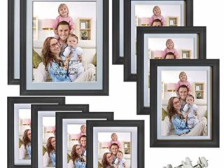 Giftgarden Marcos de Fotos Multiples con Paspartú para Pared o Mesa, Conjunto de Portafotos Negros de Diferentes Tamaños, Set de 10(2 de 20x25, 4 de 10x15 y 4 de 13x18)