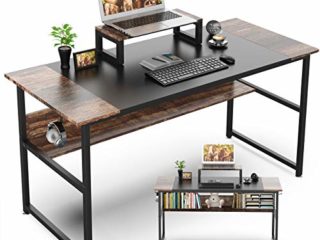 GIKPAL Mesa Escritorio Ordenador, Mesa Ordenador de Estilo Industrial de Acero y Madera, Escritorio Madera con Soporte para Computador, Mesa Estudio Eescritorio Juvenil para Oficina en Casa