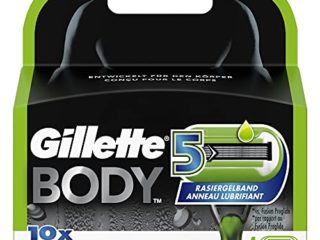 Gillette Body Cuchillas de Afeitar Corporales Hombre con 5 Hojas, Paquete de 4 Cuchillas Recambio