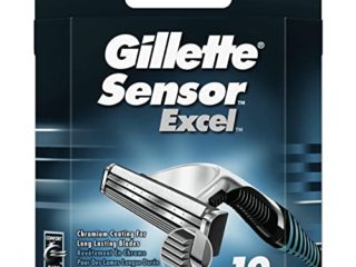 Gillette Sensor Excel Cuchillas de Afeitar Hombre, Paquete de 10 Cuchillas de Recambio