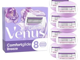 Gillette Venus ComfortGlide Breeze Cuchillas de Afeitar Mujer, Paquete de 8 Cuchillas de Recambio