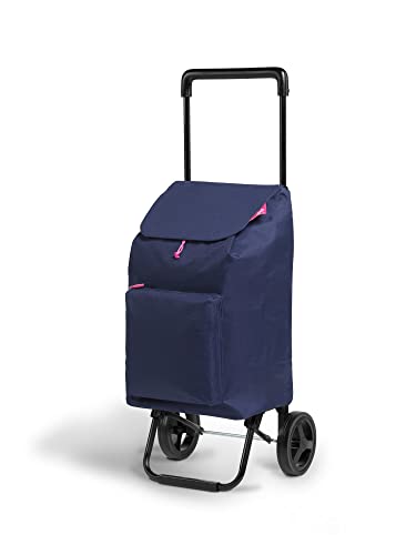 Gimi Argo Urban Carro de la Compra Ligero, Capacidad de Carga 42 Litros, Bolsillo Frontal con Cremallera, con Ruedas Resistentes a la Lluvia, para la Compra de Alimentos, 36 x 30 x 94 cm, Azul