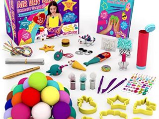 GirlZone Kit Definitivo de Arcilla para Moldear 100 Piezas de Arcilla Polimérica para Niños, Arcilla Secado al Aire para Niños Sin Horno - Manualidades para Niñas 8-12 Años.