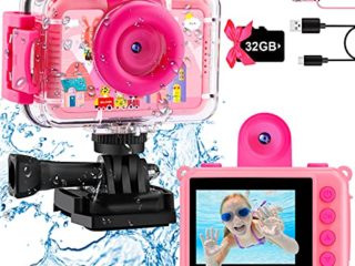 GKTZ - Cámara de Fotos Infantil Impermeable con vídeo de acción submarina para niños, cámara Selfie Digital con Juegos de 3 a 10 años, niñas, niños, Regalo, Juguete con Pantalla de 2 Pulgadas
