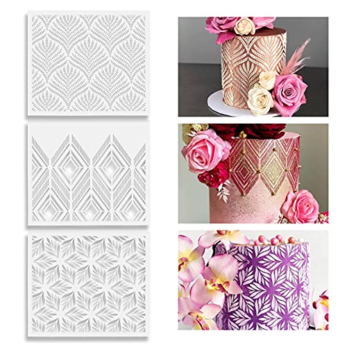 GLAITC Plantilla de Pastel Plantillas de Pasteles Florales Plantillas de decoración Herramientas de decoración de Pasteles Plantillas para Hornear Pasteles Plantillas para Imprimir Pasteles