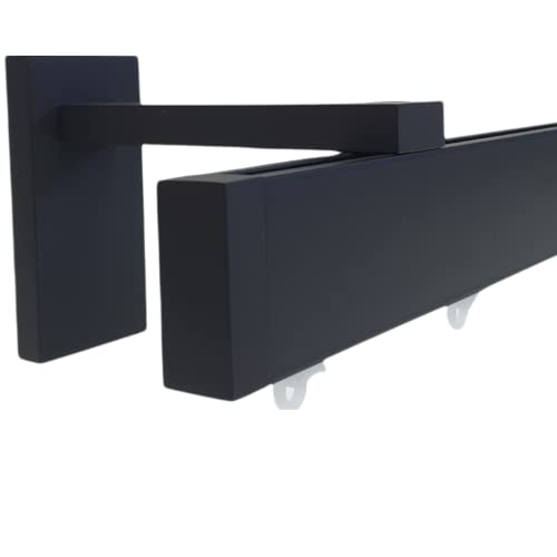 Globalcorporation Barra para cortina negra Minimal de techo y pared doble o individual, barras modernas, rieles de cortina de aluminio Zineffa (150 cm)