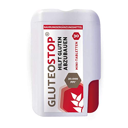 GluteoStop® - ayuda a descomponer el gluten - sensibilidad al gluten - dieta sin gluten - enzima gluten (30 mini tabletas)
