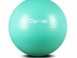 Glymnis Pelota de Ejercicio Pelota Anti-Burst para Pilates Gimnasia Fitness Equilibrio Yoga Embarazo 55cm 65cm 75cm con Hinchador Verde Menta (55cm)