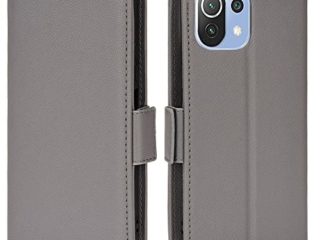 GOKEN Funda para Xiaomi Mi 11 Lite 5G NE | Mi 11 Lite 5G | Mi 11 Lite, Leather Folio Carcasa con Soporte & Ranura para Tarjeta, Flip Magnético Case Cover -Gris