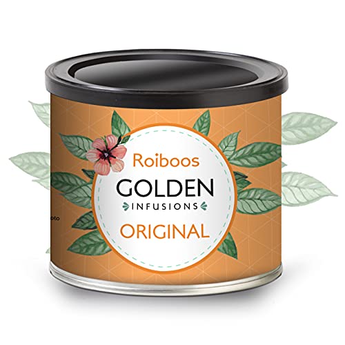 Golden Infusions - Infusión Rooibos Original - Lata de 100 g - Infusión a granel - Infusion Rooibos Puro - Sabor Dulce - Antioxidante y Vitaminas - Té Rojo Sudafricano