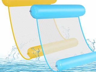 GOLDGE 2pcs Hamaca de Agua, 4 En 1 Tumbona Hinchable Colchoneta Hinchable Plegable Flotador Piscina, Hamaca Flotante Piscina