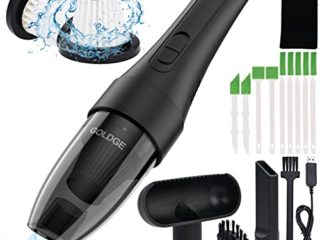 GOLDGE Aspiradora de Mano, 8000 Pa Aspirador de Coche Inalámbrico, Aspiradora de Coche con Batería de 2000 mAh, Ultraligera (0,3 kg), Seco y Húmedo para Sofas, Coches,Pelos, CasaMascotas