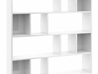 Goliraya Divisor de Espacios Estantería Decorativa Estantería Aglomerado Estantería de Libros Blanco Brillante 110x24x110 cm