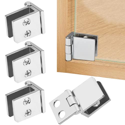 GOLRISEN Bisagras para Cristales de 5 a 8 mm, 4 unids Bisagras para Puertas de Cristal, Bisagras de Aleación de Zinc para Muebles, para Puertas de Cristal de Vitrina de Madera/Estantería/Armario
