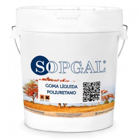 Goma Líquida de Poliuretano con Catalizador - impermeabilizante para terrazas y cubiertas transitables que evita las filtraciones de agua - Sopgal (25 Kg, Color: Teja)