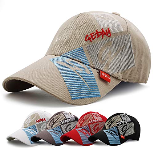 Gorra de Béisbol Hombre Mujer Ajustable Bordado de Algodón Lavado (Caqui)