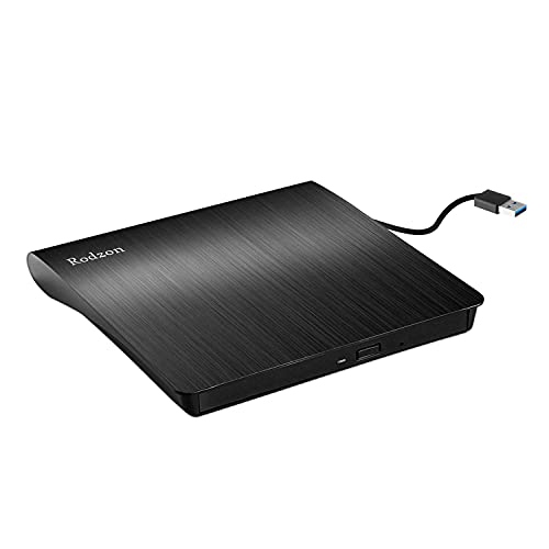 Grabadora CD / DVD Externa USB 3.0, Rodzon Unidades de DVD Externa Portátil CD / DVD /-RW / ROM Estable con Lector / Quemador / Re - Quemador para Win 10 / 8 / 7 / XP / Vista / Linux / Mac OS