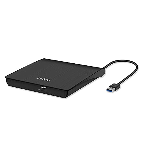 Grabadora DVD CD Externo Unidad CD DVD Externo USB 3.0 DVD-R CD-RW Dispositivo Lector de Tarjetas Portátil Ultra Slim External Disc con Mac/OS/XP/Win10/Win7/Win8