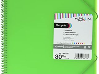 Grafoplás 39833320. Carpeta Fundas A4 de Espiral, Color Verde y 30 Fundas Transparentes, Multiline