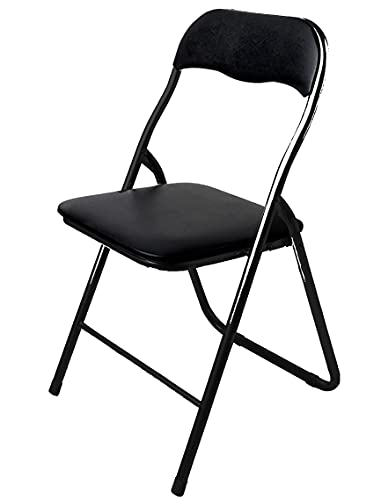 GREATOOL Sillas Plegables, 6 Unidasdes, Acolchadas, Aluminio, Silla Plegable con Respaldo (Pack 6: 6 Unidades, Negro)