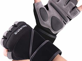 Grebarley Fitness Gloves Levantamiento de Pesas, protección Total de la Palma, Transpirable, Guantes de Entrenamiento para Hombres y Mujeres (Negro, L)