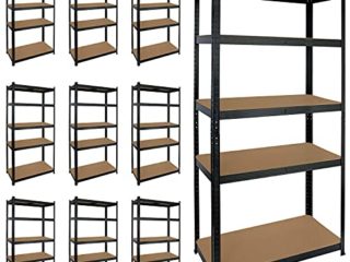 Green House Garage 91 - Estanterías Interiores - Pack 10 Estanterías Modulares Galvanizadas de Color Negro