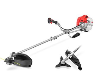 GREENCUT GGT650X-2 - Desbrozadora de gasolina de 65cc y 4,9cv 2 en 1 con Potente Disco 3 puntas, cabezal de hilo y Arnés, con Barra Divisible