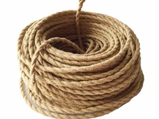 GreenSun Cable textil vintage 5m 2 hilos eléctrico estilo antiguo, cuerda retorcida, trenzada, colgante, para luz o lámpara, beige (2x 0,75 mm)