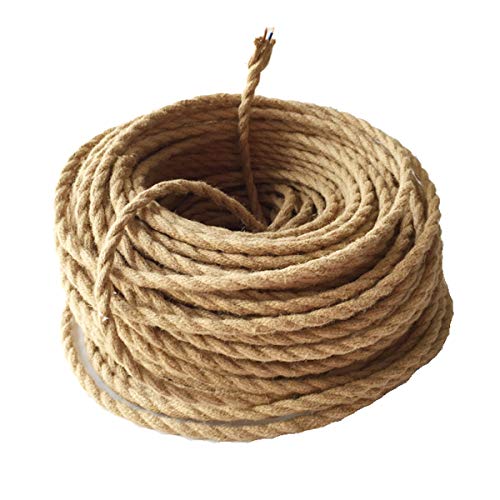 GreenSun Cable textil vintage 5m 2 hilos eléctrico estilo antiguo, cuerda retorcida, trenzada, colgante, para luz o lámpara, beige (2x 0,75 mm)