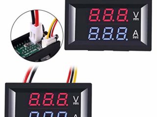 Greluma 2Pcs Amperímetro Voltímetro LED de 0.28",Multímetro Digital Rojo y Azul Probador de Corriente de Voltaje de Pantalla,DC 0-100V 10A Detector de Voltaje Medidor de Corriente Panel Amp Volt Gauge