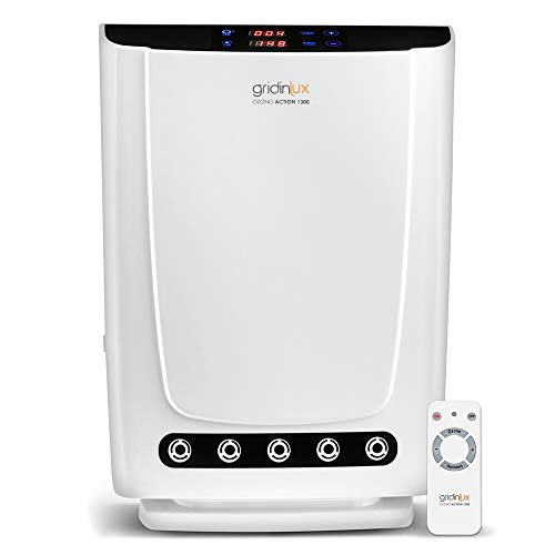 gridinlux | Generador de Ozono Action 1300 | Purificador de Aire y Agua | Mando a Distancia | Especial Hogar y Espacios Pequeños | Potencia y Duración Personalizables | 14W