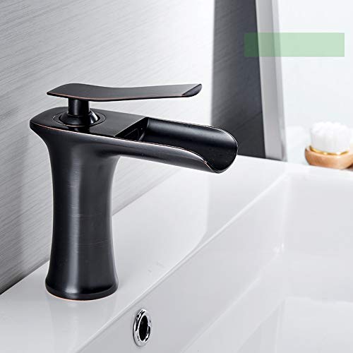 Grifos Lavabos Grifo Lavabo Cocina Cascada Mezclador Lavabo Cascada Cuarto De Baño Monomando Lavabo Bañera Antiguo Latón Fregadero Negro