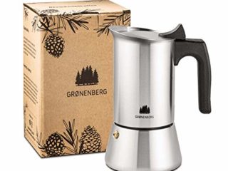 Groenenberg Cafetera Italiana inducción, 6 Tazas (300 ml) | Cafetera Moka de acero inoxidable (inox) | Cafetera Espresso manual con junta de repuesto e instrucciones | Espresso Maker sin Aluminio