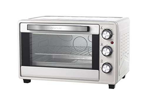 Grunkel - HR-23 - Horno eléctrico multifunción de sobremesa de 23l con 3 funciones de calor y selector de temperatura hasta 230ºC. Temporizador hasta 60 min - 1600W (Plateado)
