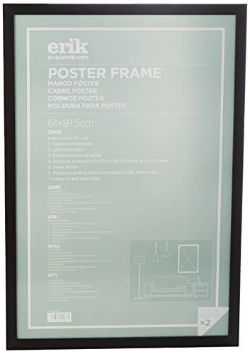 Grupo Erik - Marco para póster 61 x 91.5 cm, Color negro, Marco madera MDF, Óptimo para lámina decorativa decoración hogar